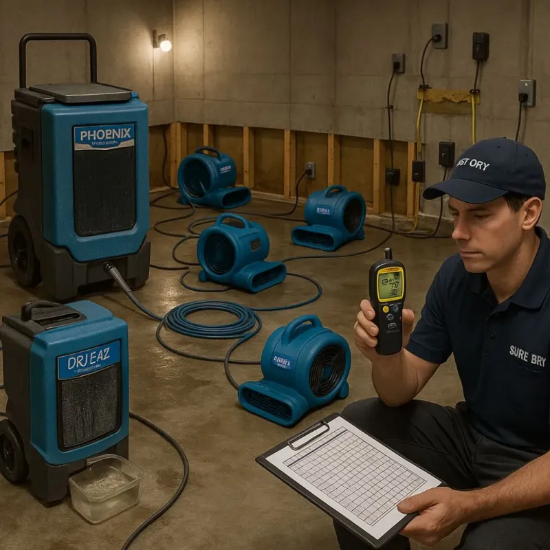 Structural Drying and Dehumidification process in Saylorville, IA